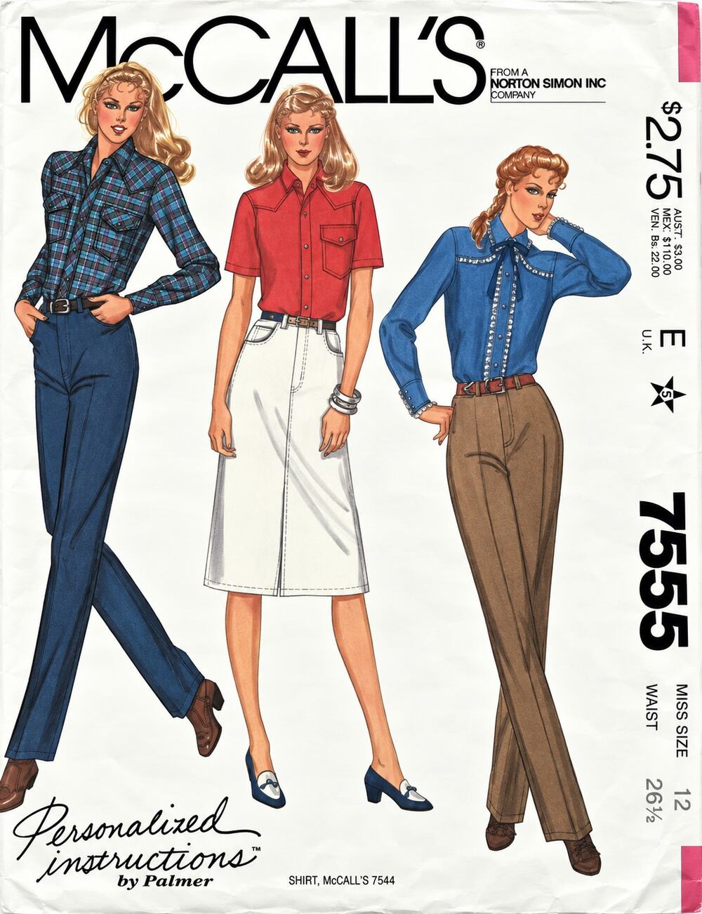 Vintage 1981 McCalls 7555 Jean PANTS & Denim SKIRT Size 12 Uncut